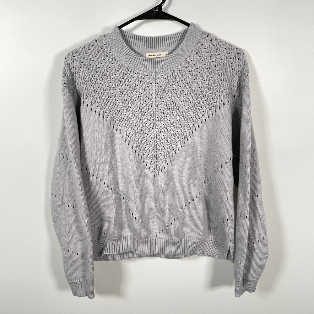 Marine Layer Pointelle Cashmere Blend Sweater Lavender Purple Size S Fall 2023